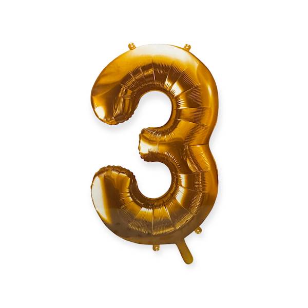 Balon foliowy cyfra "3" 86cm złoty