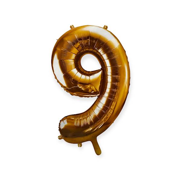 Balon foliowy cyfra "9" 86cm złoty