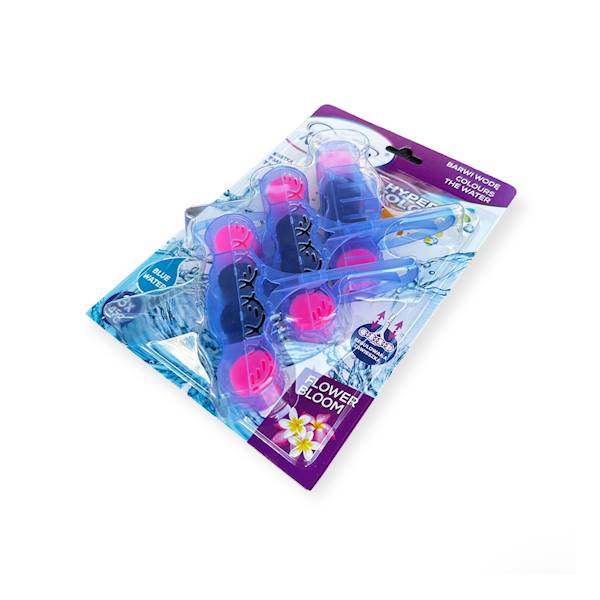 Kostka do WC Hyper Colour Flower Bloom/Woda niebieska 3x45g