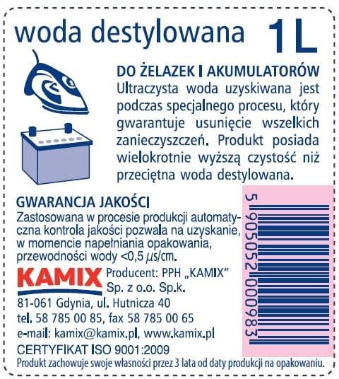Woda destylowana KAMIX 1,0L