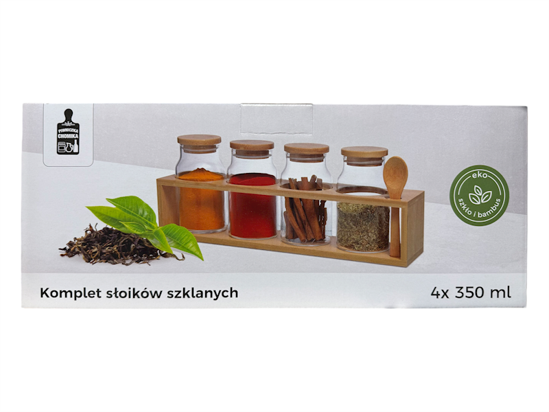 Komplet słoików 4 x 350ml z pok/podst/korek