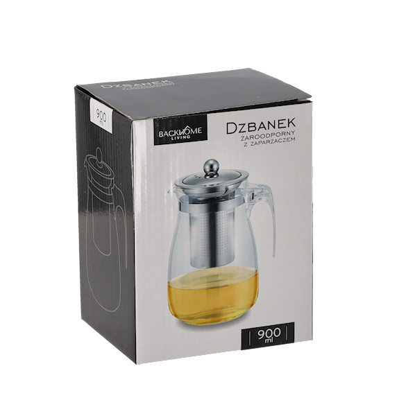 Zaparzacz szklany z met.pokrywką 900ml