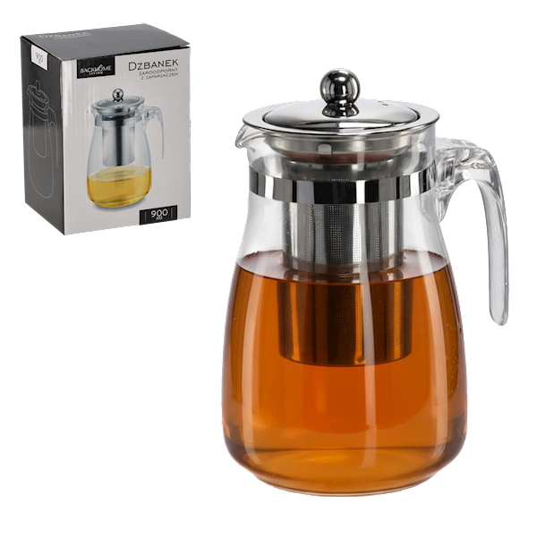 Zaparzacz szklany z met.pokrywką 900ml