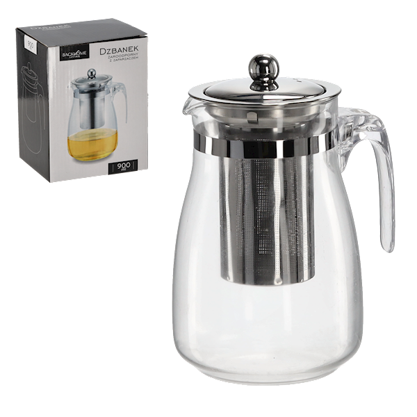 Zaparzacz szklany z met.pokrywką 900ml