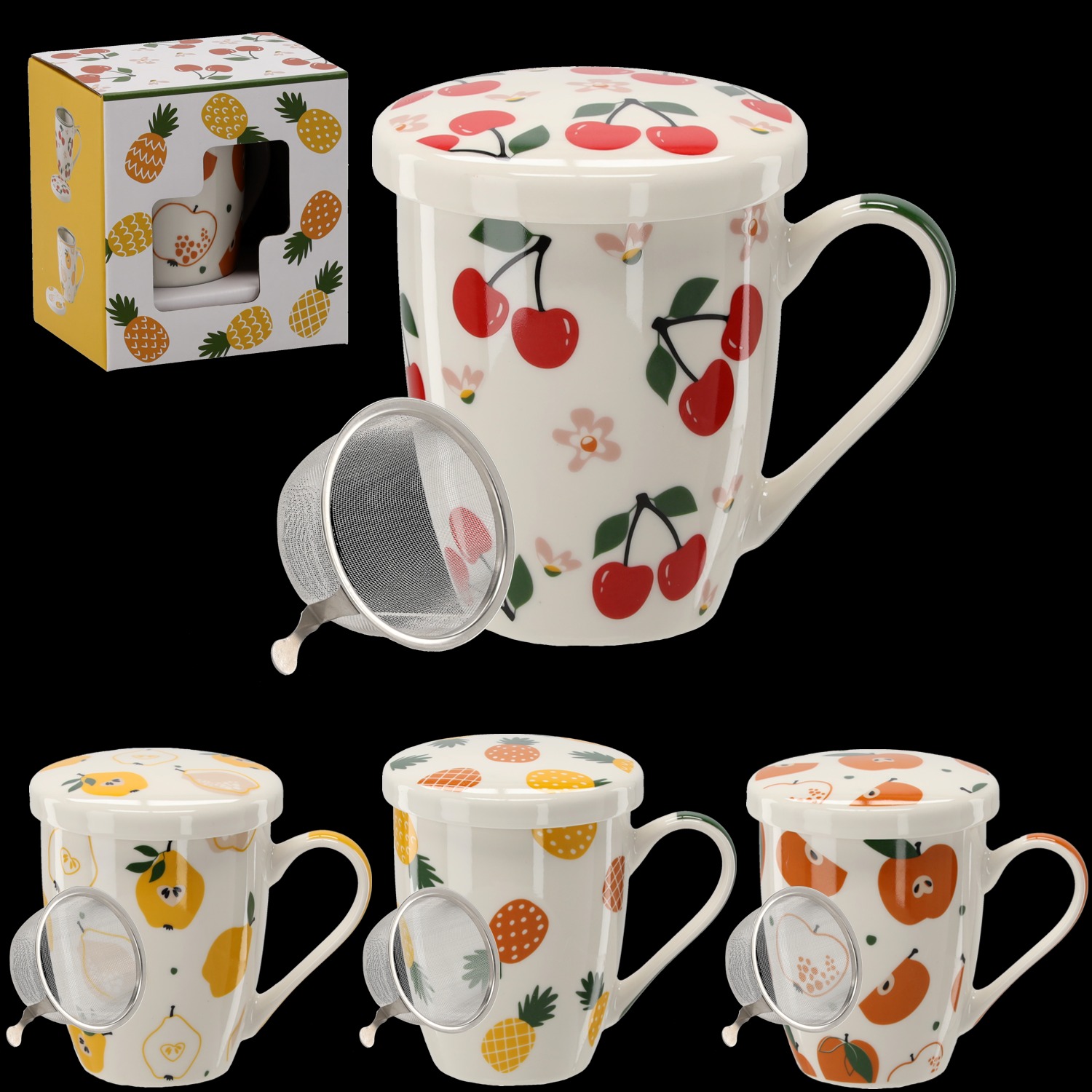 Kubek zaparzacz 340ml mix owoc/wzor.