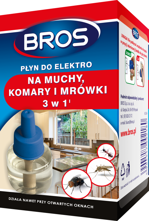 BROS Elektro+płyn na muchy, komary, mrówki 3w1