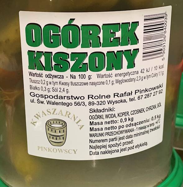 OGÓREK KISZONY WIADRO 0,5KG POCH. POLSKA