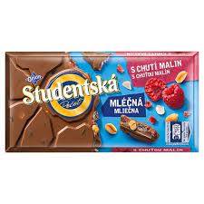 STUDENCKA CZEKOLADA MLECZNA Z MALINAMI 180G 