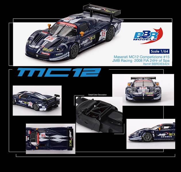 BBR 1:64 MASERATI MC12 COMPETIZIONE 2008 FIA 24Hr OF SPA- JMB RACING- #15