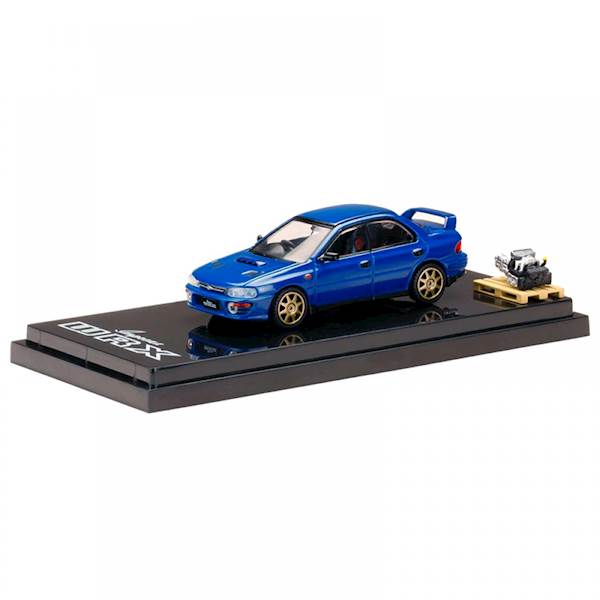 HOBBY JAPAN 1:64 SUBARU IMPREZA WRX GC8 1992 BLUE WITH ENGINE DISPLAY MODEL
