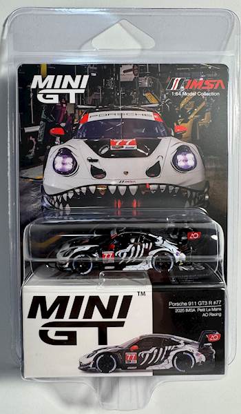 MINI GT 1:64 PORSCHE 911 (992) GT3 R #77 AO RACING 2025 IMSA PETIT LE MANS (BLISTER) MGT01143-BL