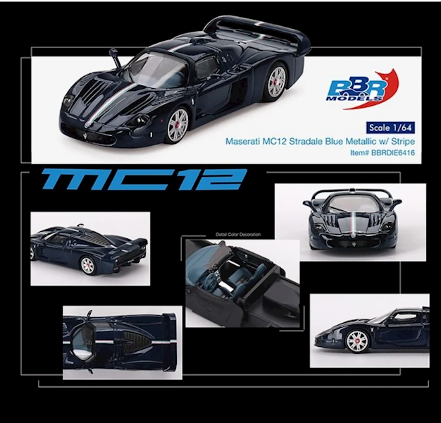 BBR 1:64 MASERATI MC12 STRADALE BLUE METTALIC