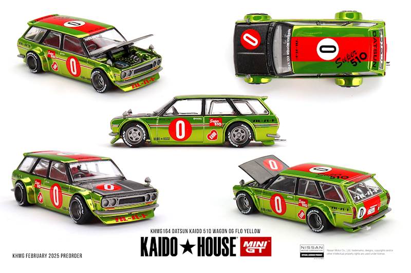 KAIDO HOUSE X MINI GT 1:64 DATSUN KAIDO 510 WAGON OG FLO YELLOW 1969
