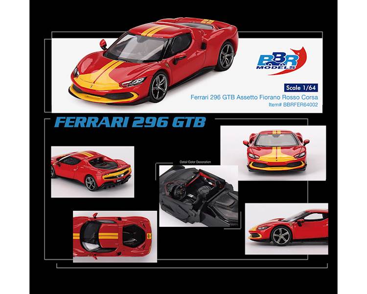 BBR 1:64 FERRARI 296 GTB ROSSO CORSA ASSETTO FIORANO