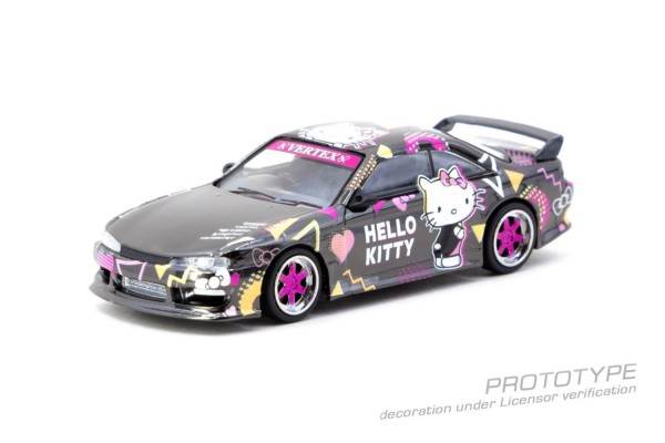 TARMAC WORKS 1:64 VERTEX NISSAN SILVIA S14 HELLO KITTY BLACK CHROME MIJO EXCLUSIVES LIMITED EDITION