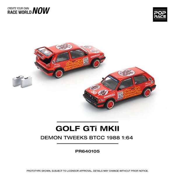 POP RACE 1:64 VOLKSWAGEN GOLF GTI MK2 TEAM DEMON TWEEKS BTCC 1988