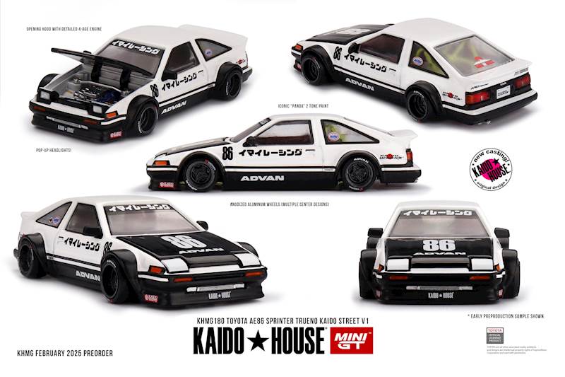 KAIDO HOUSE X MINI GT 1:64 TOYOTA SPRINTER TRUENO (AE86) KAIDO WORKS IMAI RACING V1 1983
