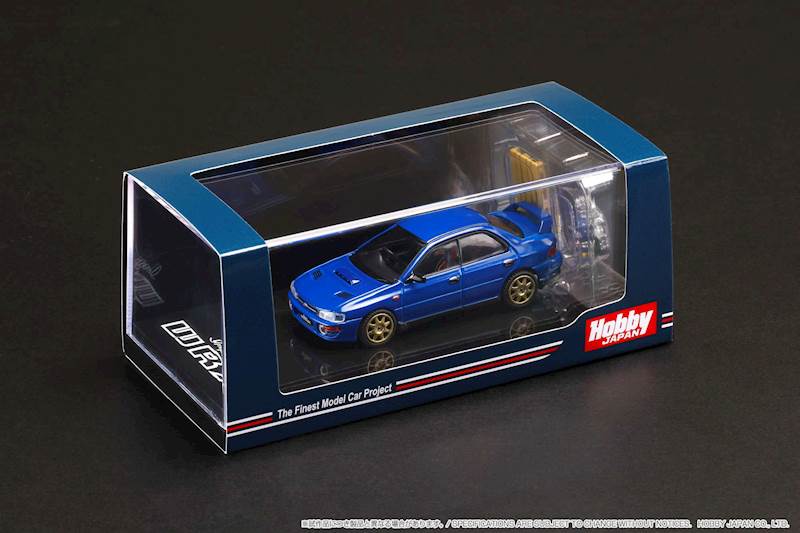 HOBBY JAPAN 1:64 SUBARU IMPREZA WRX GC8 1992 BLUE WITH ENGINE DISPLAY MODEL