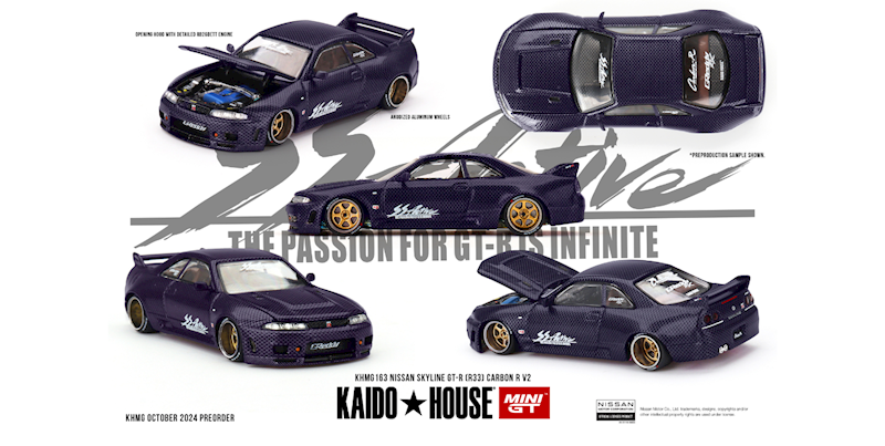 KAIDO HOUSE X MINI GT 1:64 NISSAN SKYLINE GT-R (R33) ACTIVE CARBON R V2 1995