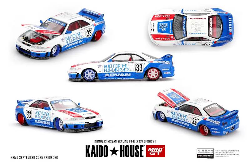 KAIDO HOUSE X MINI GT 1:64  NISSAN SKYLINE GT-R R33 BFTHR V1 KHMG213