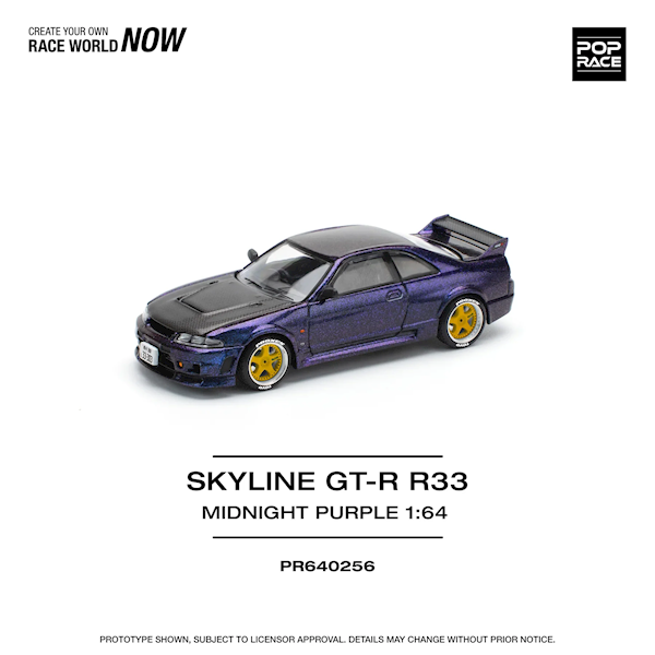 POP RACE 1:64 NISSAN SKYLINE GT-R R33 MIDNIGHT PURPLE