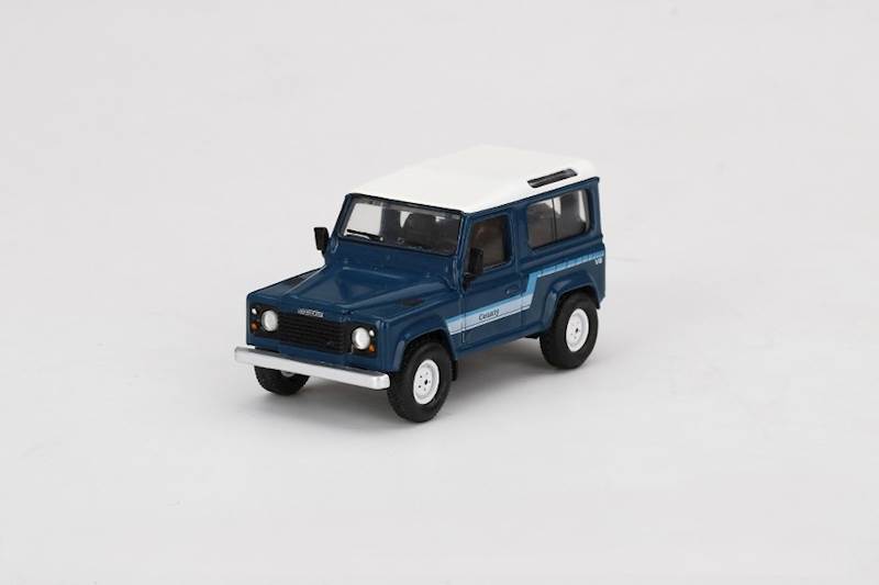 MINI GT 1:64 LAND ROVER DEFENDER 90 COUNTY WAGON STRATOS BLUE 2007