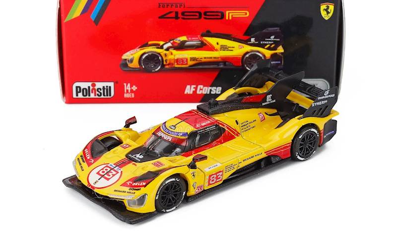 POLISTIL 1:64 FERRARI 499P 3.0L TURBO V6 TEAM AF CORSE N 83 24h LE MANS 2024 ROBER KUBICA, ROBERT SHWARTZMAN, YIFEI YE