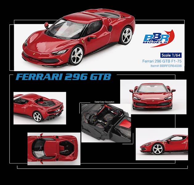 BBR 1:64 FERRARI 296 GTB F1-75 ROSSO IMOLA 2024