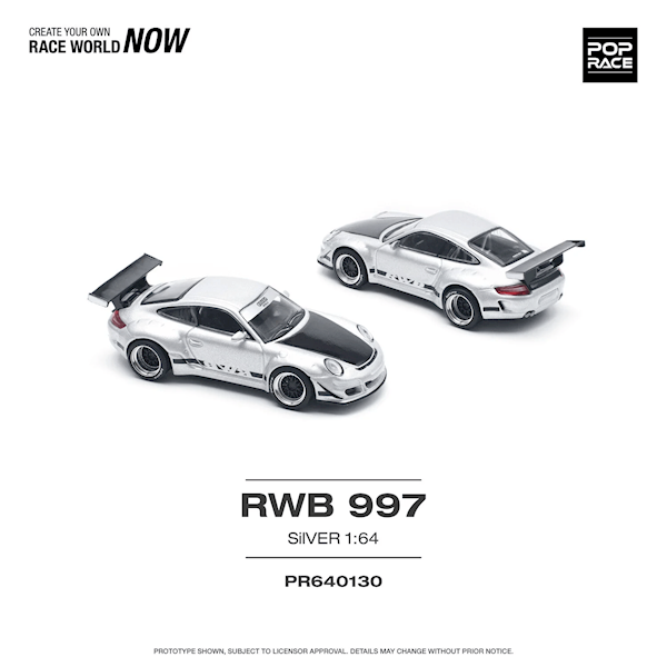 POP RACE 1:64 PORSCHE 911 997 RWB SILVER 2007