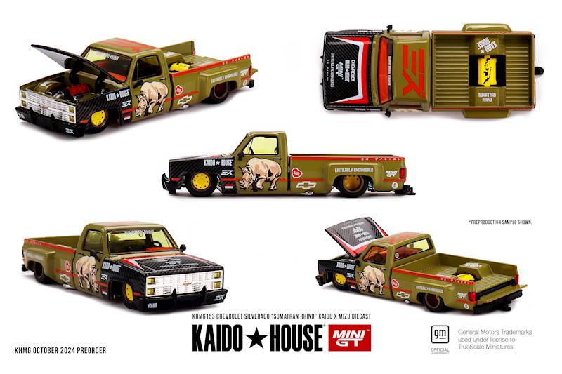 KAIDO HOUSE X MINI GT 1:64 CHEVROLET SILVERADO SUMATRAN RHINO MIZU 1980