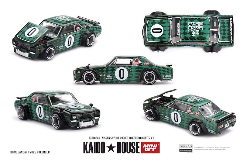 KAIDO HOUSE X MINI GT 1:64 NISSAN SKYLINE 2000 GT-R (KPGC10) CORTEZ V1 1969 KHMG249