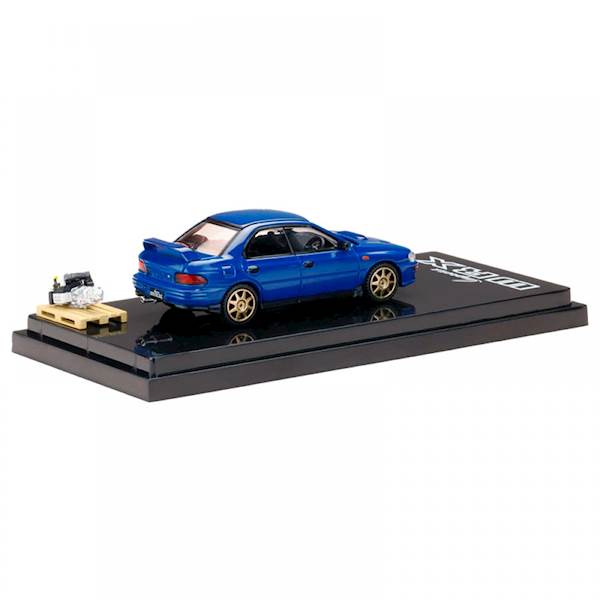 HOBBY JAPAN 1:64 SUBARU IMPREZA WRX GC8 1992 BLUE WITH ENGINE DISPLAY MODEL