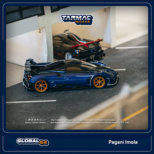 TARMAC WORKS 1:64  PAGANI IMOLA BLU ARGENTINA