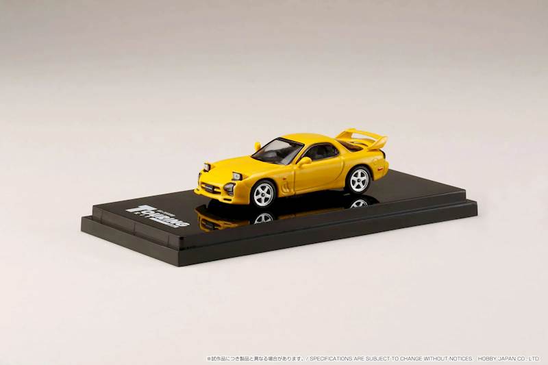 HOBBY JAPAN 1:64 EFINI MAZDA RX-7 FD3S A SPEC GT WING SUNBURST YELLOW