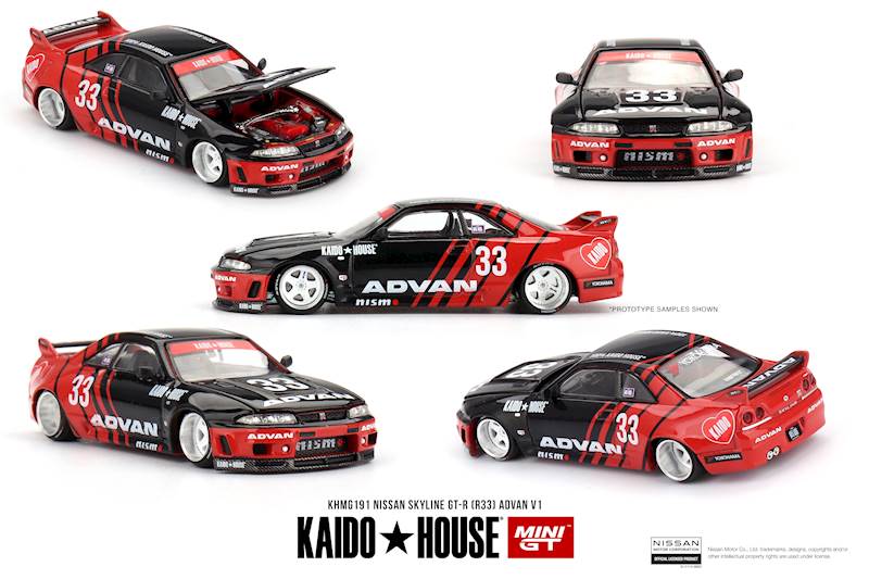 KAIDO HOUSE X MINI GT 1:64 NISSAN SKYLINE GT-R R33 KAIDO WORKS ADVAN