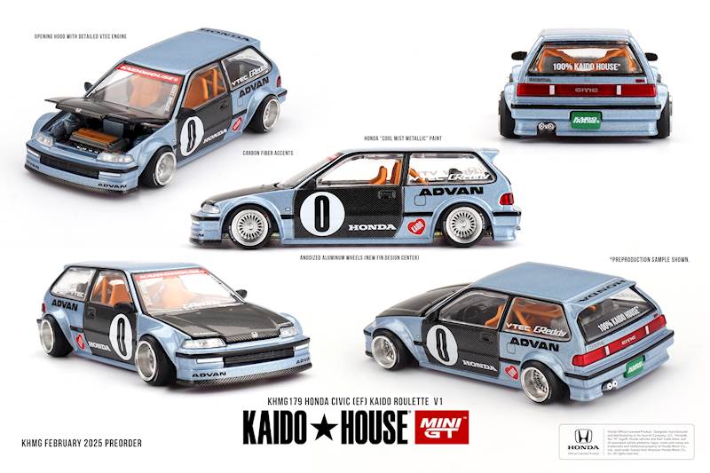 KAIDO HOUSE X MINI GT 1:64 HONDA CIVIC (EF) ROULETTE V1 1987