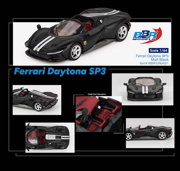 BBR 1:64 FERRARI DAYTONA SP3 MATT BLACK