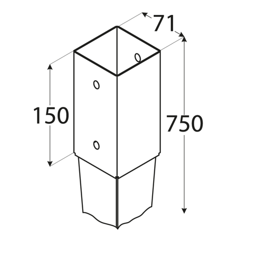 Podstawa słupa kotwa wbijana  71x71x750mm /4