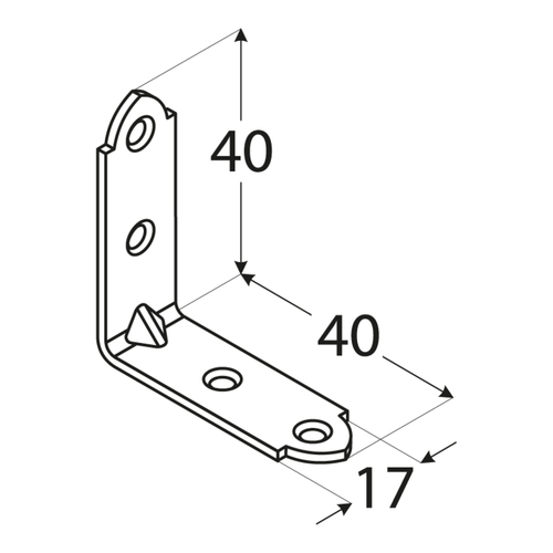 Kątownik DMX wąski 40x40x17x2.0mm żółty KW2