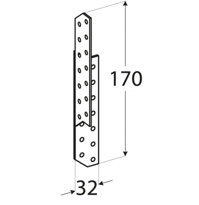 Łącznik krokwiowy DMX 32x170x2 prawy LK2