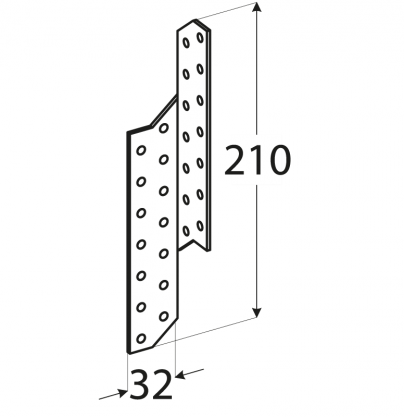 Łącznik krokwiowy DMX 32x210x2 lewy LK3