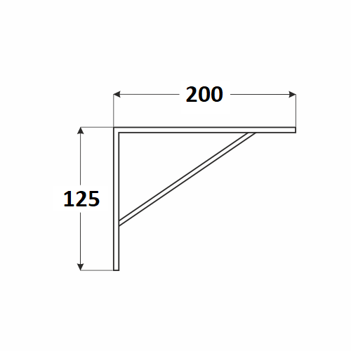 Kątownik pod półkę wspornik SKOŚNY 200x125x20x3,0 ZING 