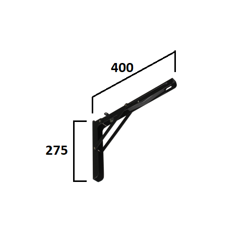 Kątownik pod półkę SKŁADANY C podwójny wspornik 400x275 czarny