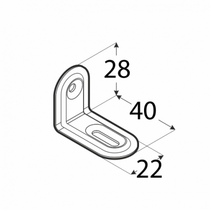 Kątownik DMX tłoczony reg. 40x28x22x1.0mm FKS2