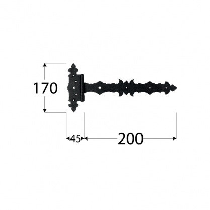 Zawias DMX alt. ozdobny mal. proszk 200x45x90x3,0