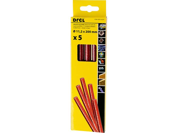 Klej do pistoletu 11 5szt BROKAT 200 mm, kolor czerwony