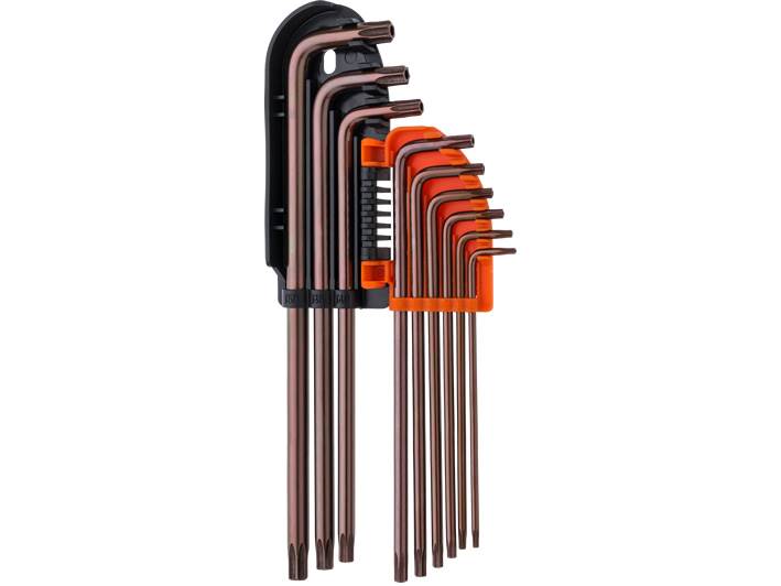 Klucze TORX  CV 230 mm b. długie; BROWN S2; T10-T50 9 szt.