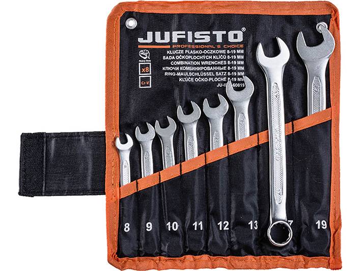 Klucze oczkowo płaskie  8 szt. 8-19 mm JUFISTO etui