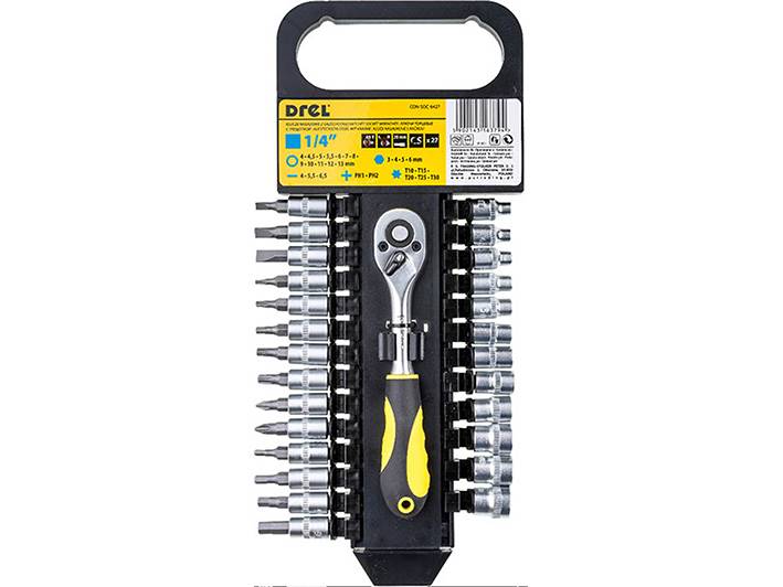 Klucze nasadowe 1/4" 27 szt. 4,0-13mm