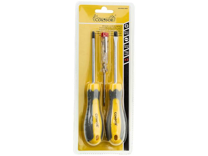Wkrętaki zestaw 3szt PH2x100mm + PŁ6,0x150mm +próbnik 140mm  CONDOR?
